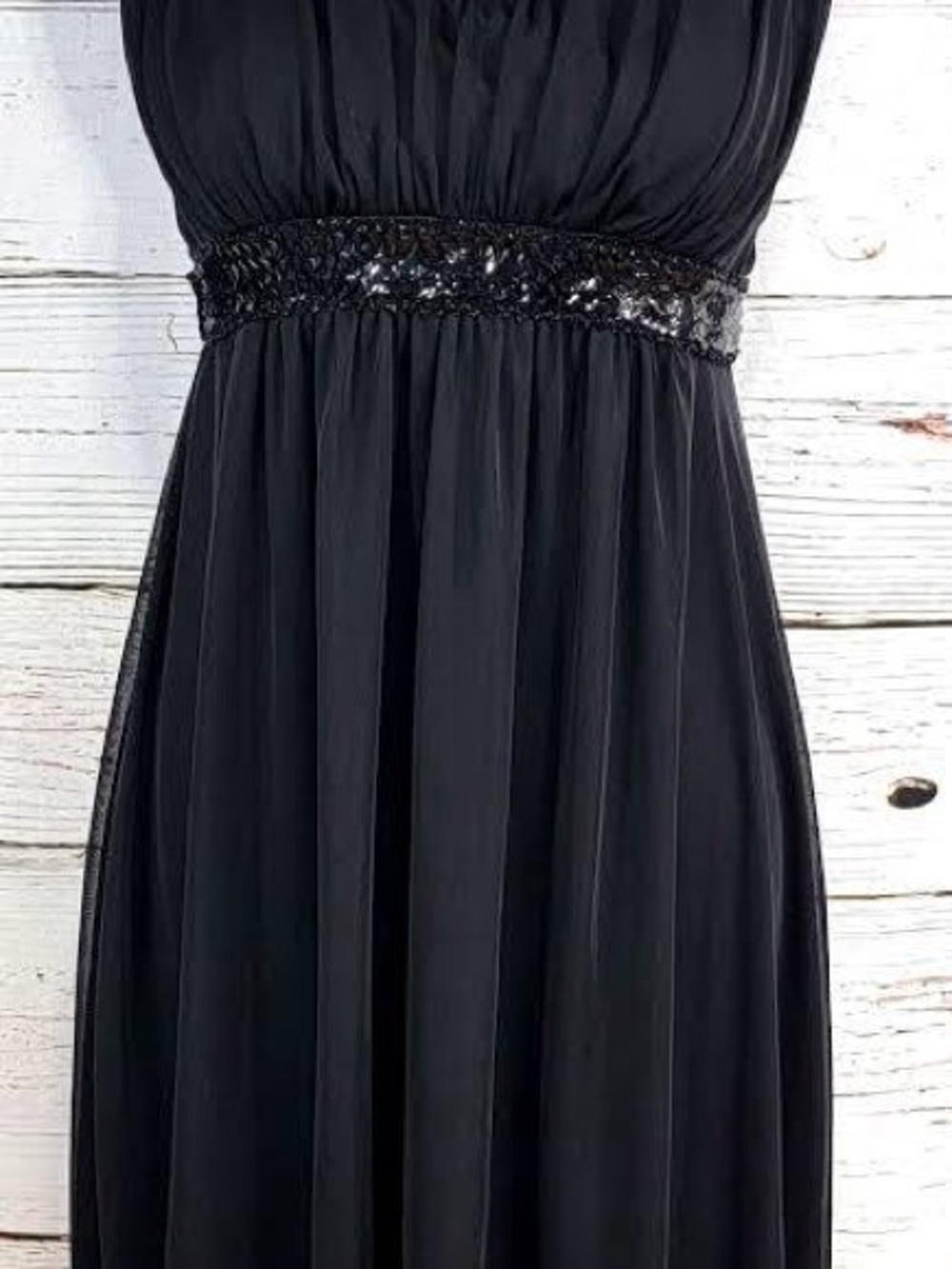 Enfocus Studio Black Maxi Dress with Sequin Waistband